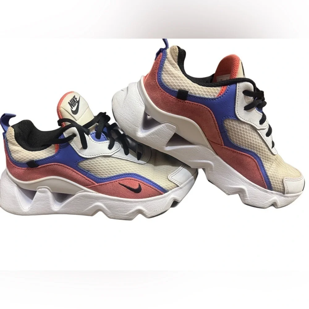 Nike Cream and Blue Sneakers with Chunky Design